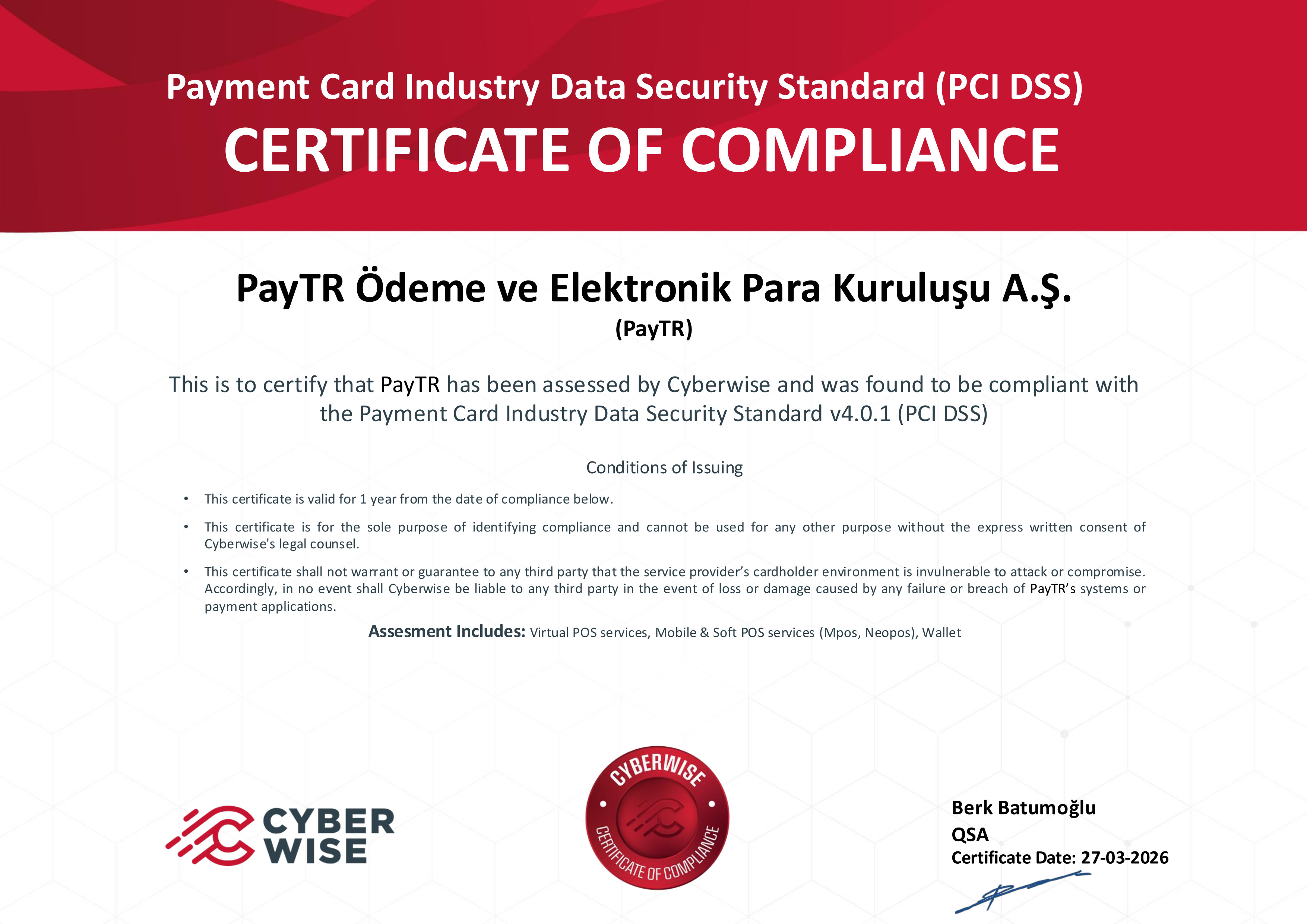 2026 PayTR PCI DSS Sertifikası
