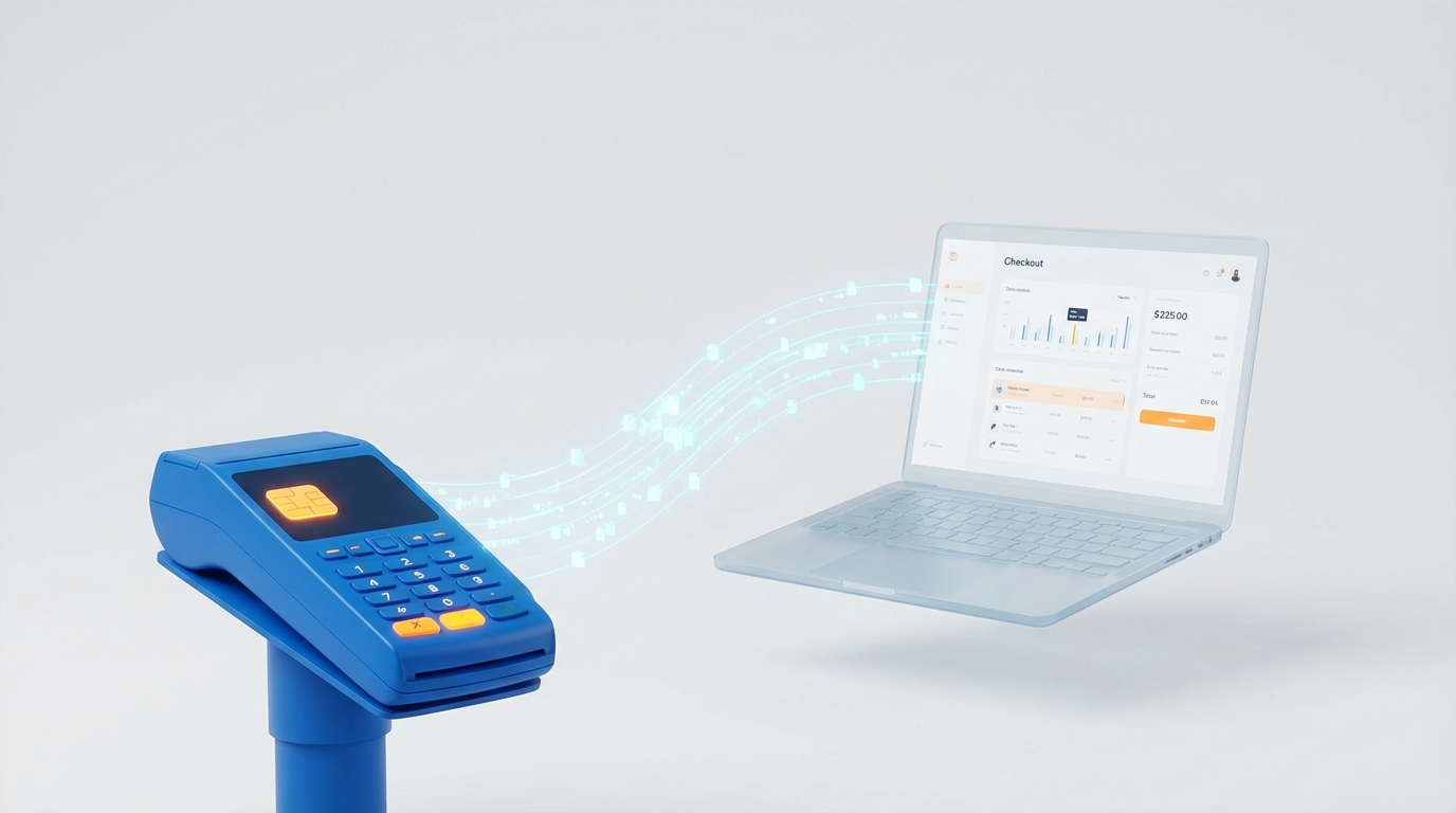 Fiziksel ve sanal POS sistemlerinin karşılaştırması blog yazısı için soyut 3D banner görseli. İşletmeniz için en uygun ödeme çözümünü keşfedin. POS karşılaştırması.