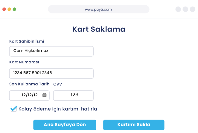 Kart Saklama Özelliği