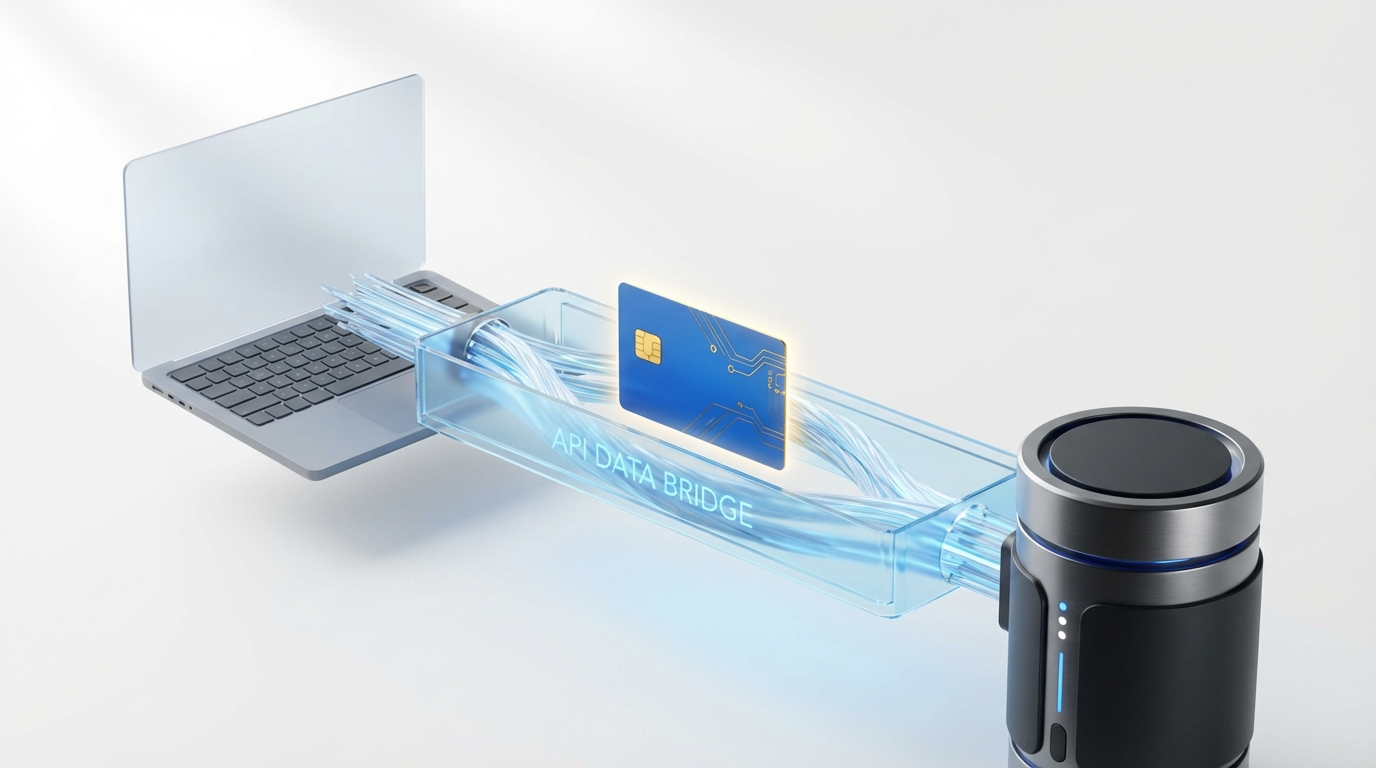 Soyut 3D arka plan üzerinde yükselen küreler ve bağlantı çizgileri ile headless ticaret ve sanal POS sistemlerini temsil eden modern bir banner görseli.